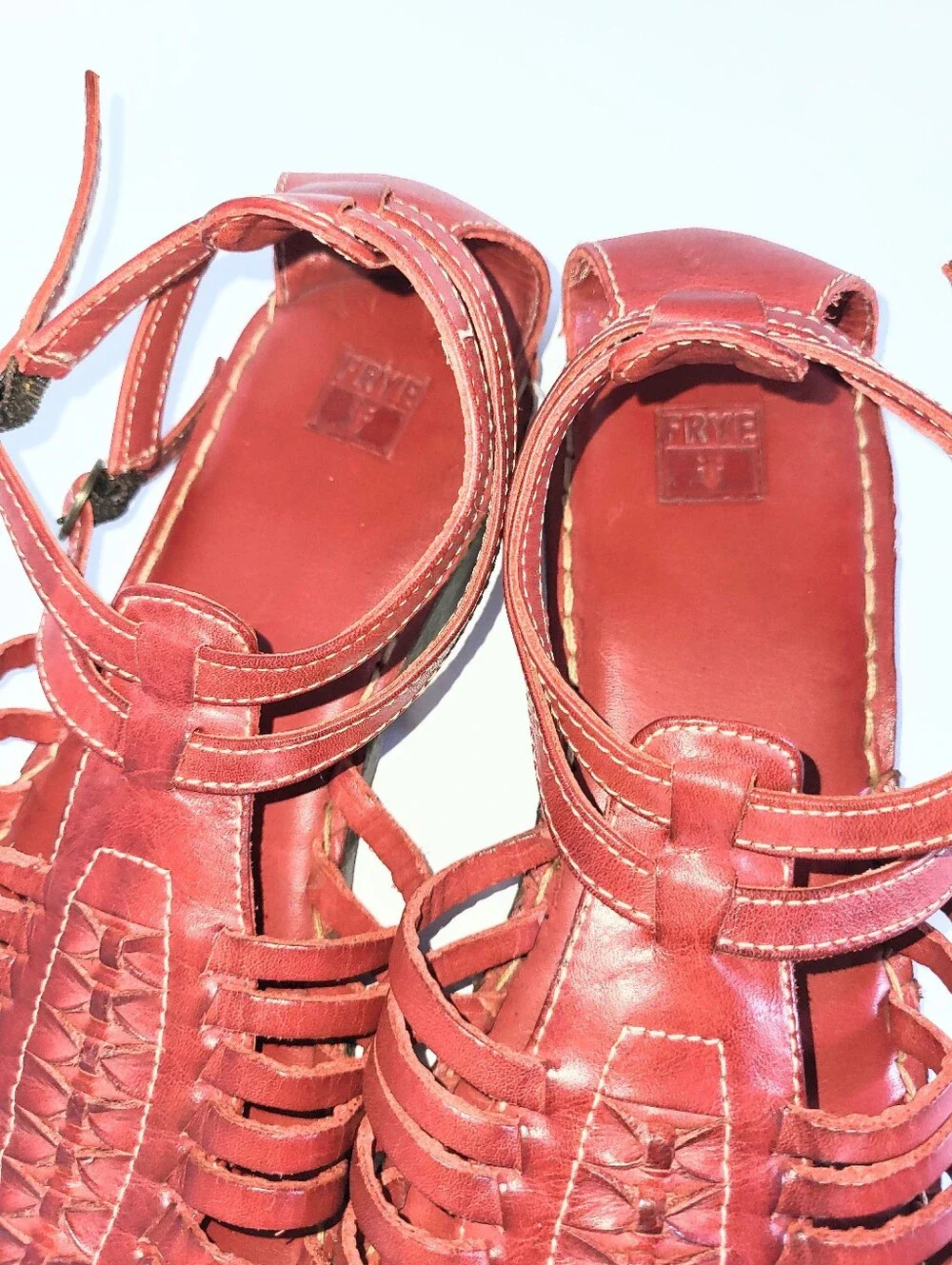 Frye Kayla Huarachi Sandals Caged Gladiator Genuine Leather Oxblood Red Size 8.5